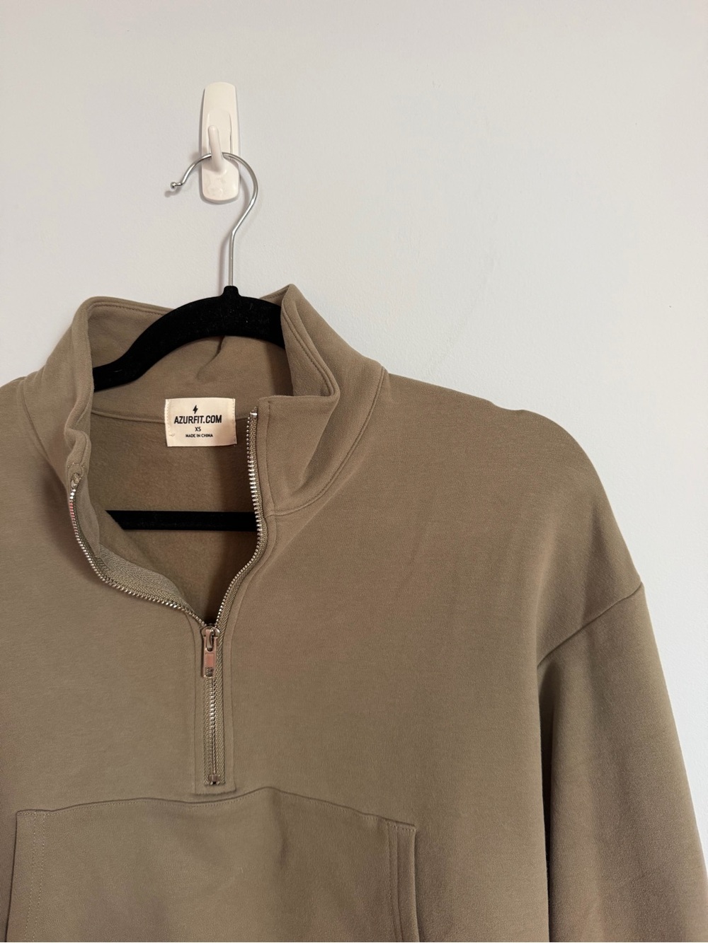 Azur Fit - Taupe/Olive Green Quarter-Zip Pullover Sweater
